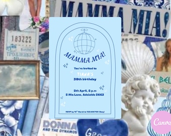 Mamma Mia Partyeinladung: Moderne Schrift (Digitaler Download)