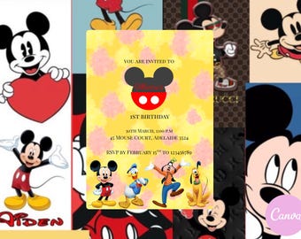 editable Mickey Mouse birthday invitation (digital download)