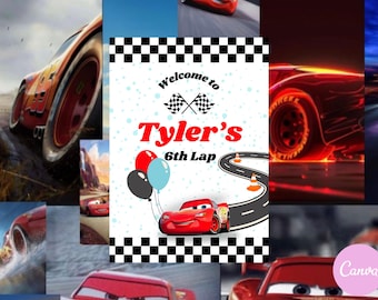 Lightning McQueen Welcome Sign: Personalized Cars Party Decor (Digital Template)