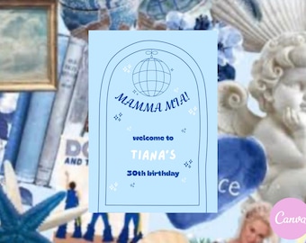 Mamma Mia Party-welkomstbord: modern schrift (digitale download)