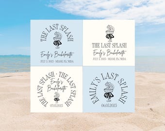 The Last Splash Logo Coastal Bachelorette Logo Canva Template Blue Beach Logo Bachelorette Logo Martini Bachelorette Merch Logo Bach 0005
