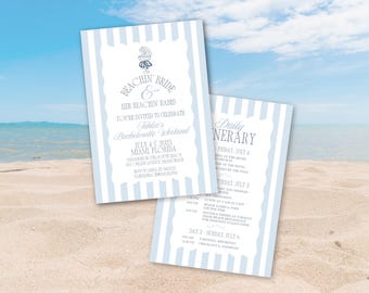 Beachin Bride Coastal Bachelorette Itinerary Invitation Template Canva Weekend Itinerary Illustrated Bachelorette Invitation Blue Beach 0004