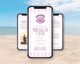 Coastal Bachelorette Itinerary Template: Pink Beach Weekend (Digital Invitation)