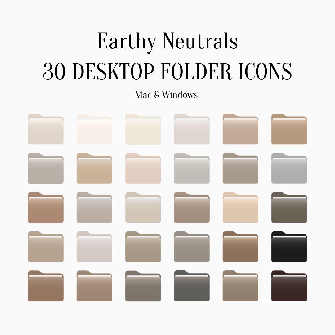 Earthy Neutral Folder Icons: Beige Taupe Warm Gray Desktop (PNG ICO ...