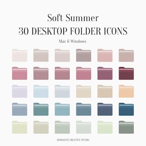 Icônes de dossier Soft Summer Palette : organiseur de bureau Mac Windows (PNG ICO) (téléchargement numérique)