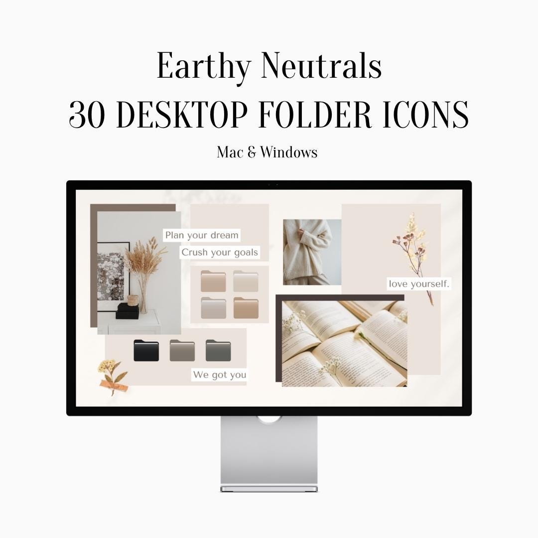 Earthy Neutral Folder Icons: Beige Taupe Warm Gray Desktop (PNG ICO ...