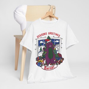 T-Shirt, 90er Jahre Retro Cartoon T-Shirt Barney Christmas