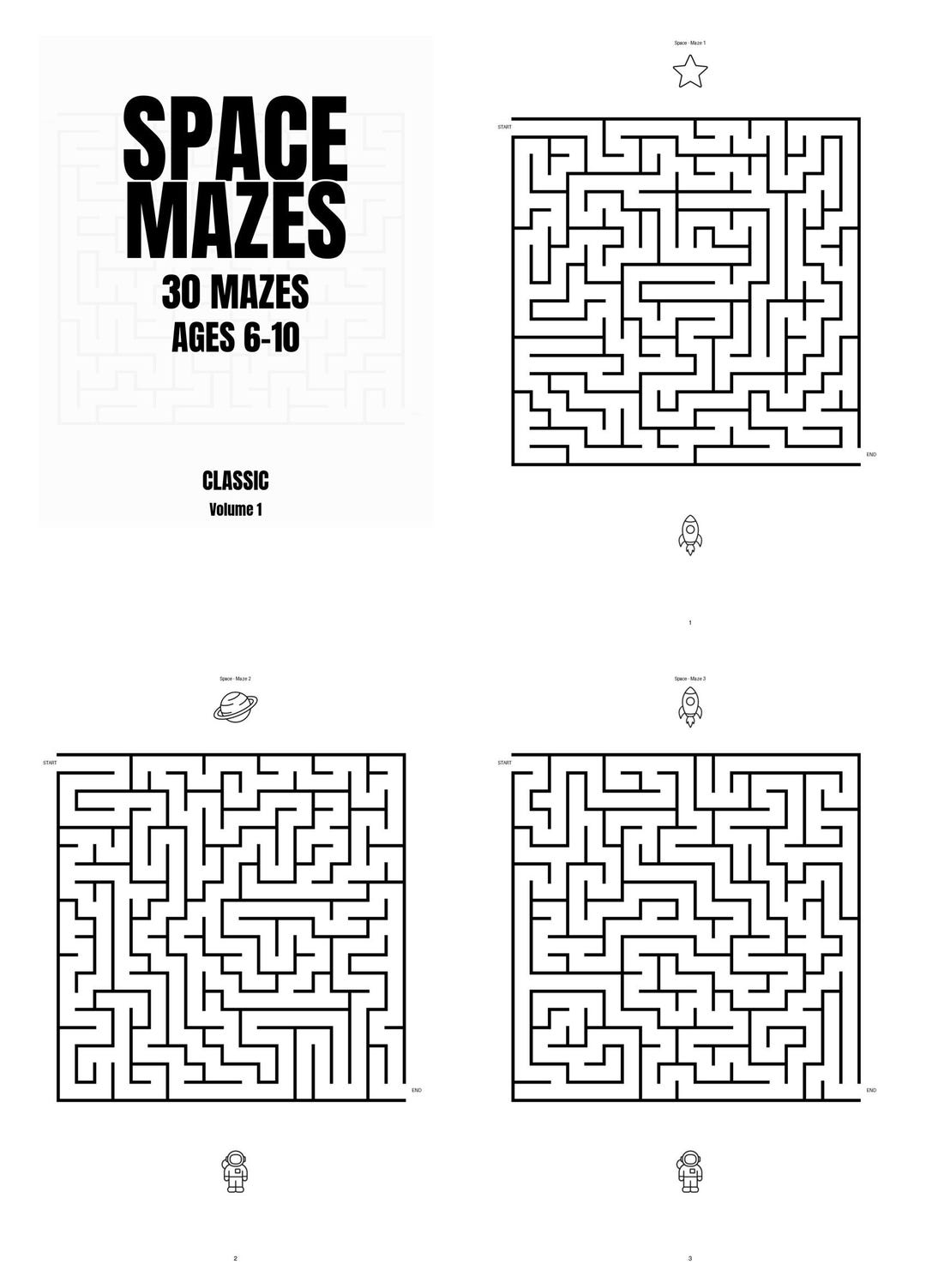 Space Mazes Printable for Kids – 30 Puzzles, Ages 6-10 (PDF Download ...