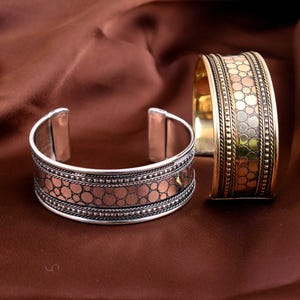 Handcrafted Brass Cuff Bracelet, Vintage Boho Jewelry for Men & Women, Adjustable Tribal Bangle Gift