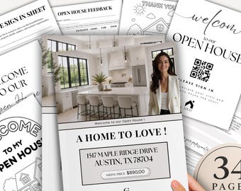 Real Estate Open House Listing book | Sign In Sheet, Feedback Form, Listing Book, coloring book, Realtor marketing, canva template