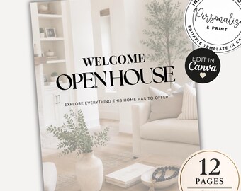 Realtor Open House Listing Book Template, Realtor Marketing Kit (Canva Editable), Real Estate Open house, fully editable template