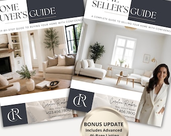 Real Estate buyer and seller guide, Editable Canva Realtor Branding, Listing Presentation, Digital Download
