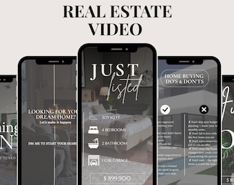 Real Estate Videos 55 Reels Templates for Instagram,  Realtor instagram PostTemplate Canva