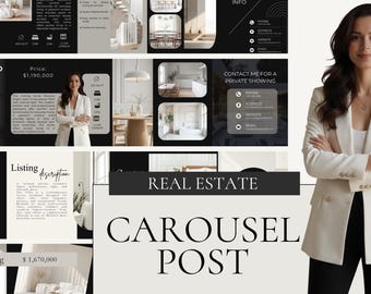Just Listed Real Estate Instagram Carousel Template for realtor marketing | Editable in Canva