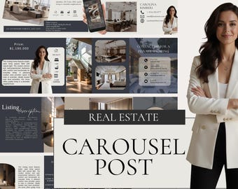 Just Listed Real Estate Instagram Carousel Template for realtor marketing | Editable in Canva