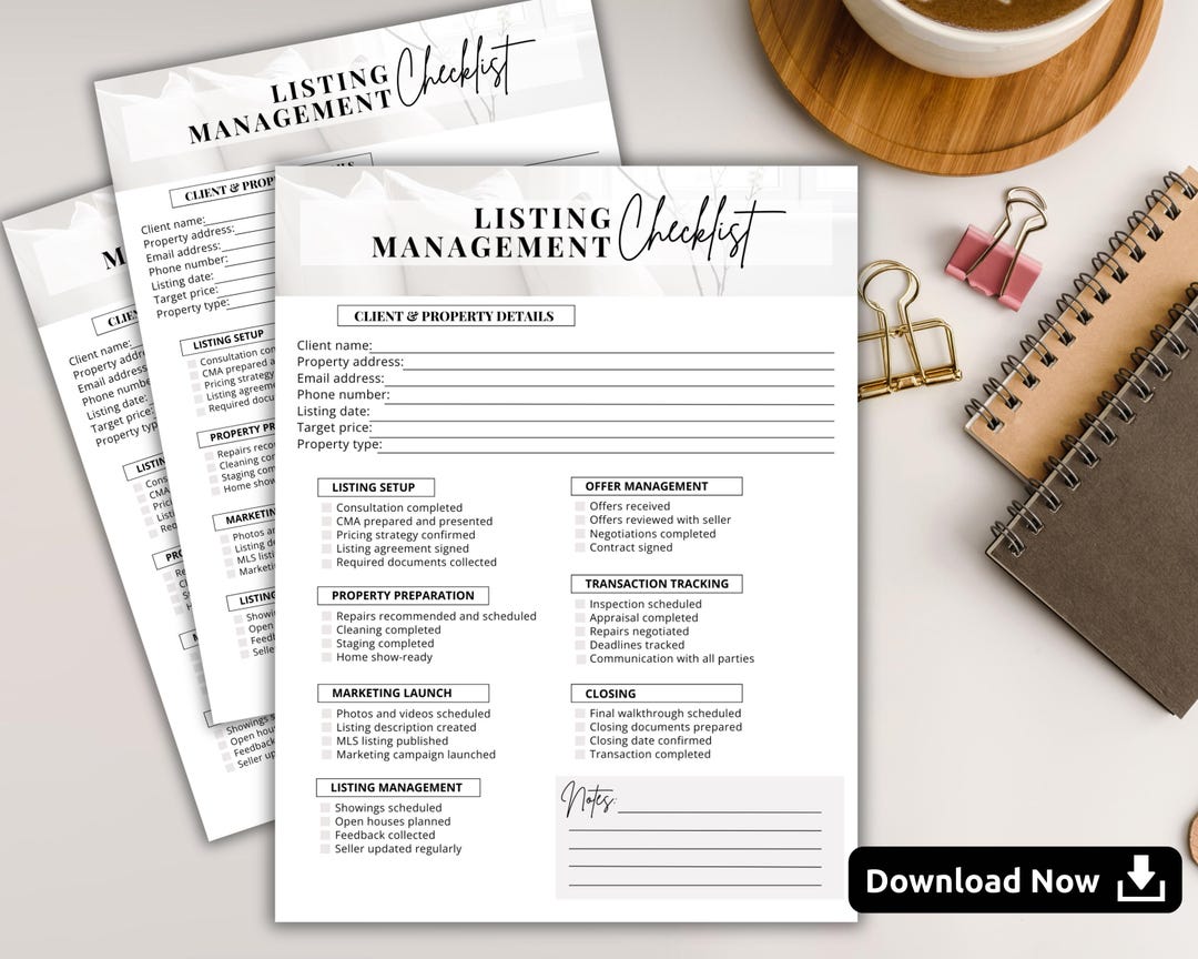 Realtor Listing Checklist | Canva Template, Real Estate Marketing Tool ...