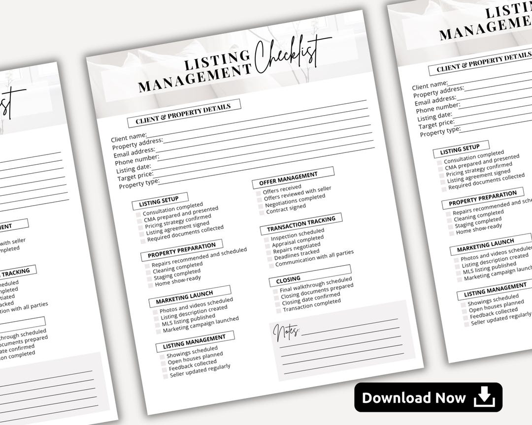 Listing Checklist for Realtors | Canva Template | Real Estate Agent ...