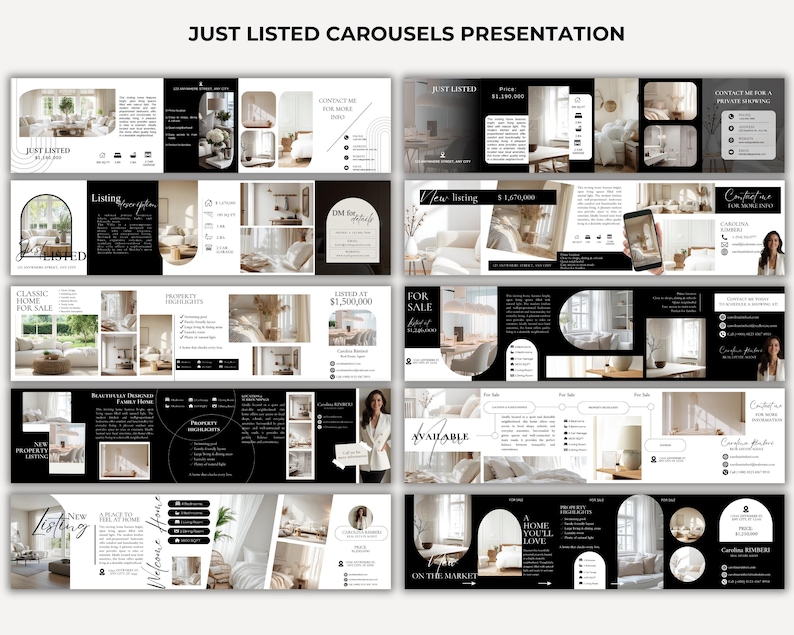 Real Estate Instagram Carousel Templates | Just Listed, Open House ...