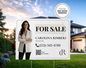 Editable Real Estate Listing Yard Sign Template, Realtor Branding Marketing (24x18 inches)
