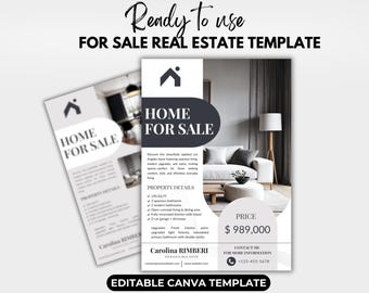 Marketingflyer makelaar | Canva-sjabloon voor thuis (2 ontwerpen)