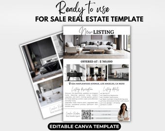 Realtor Flyer Template | Home for, Front & Back Design (Canva Editable)