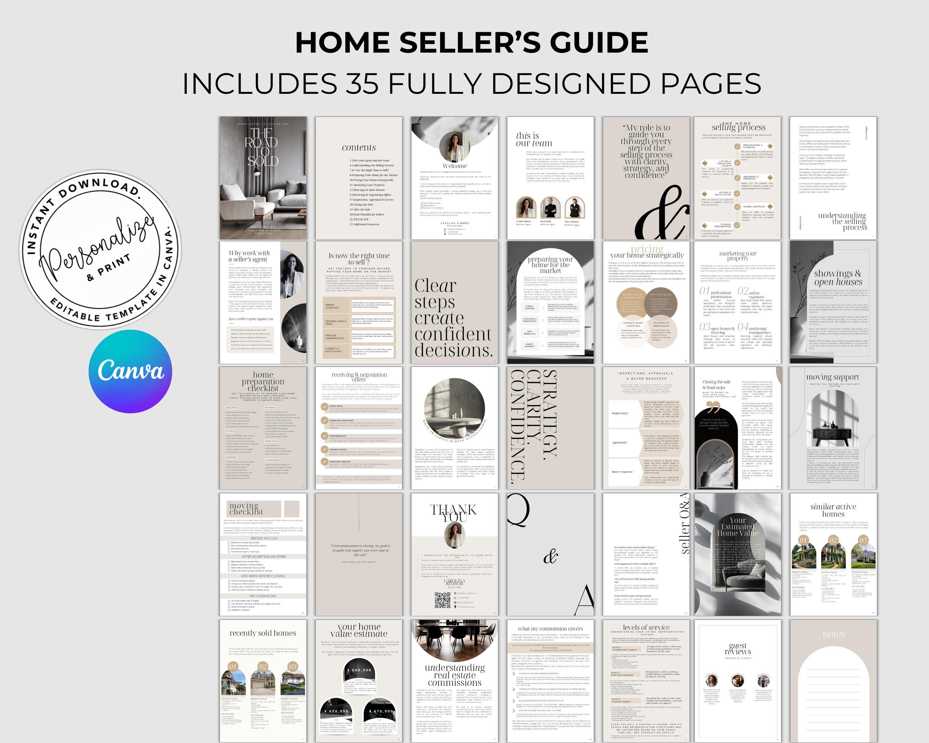 Real Estate Buyer and Seller Guide, Editable Canva Realtor Branding ...