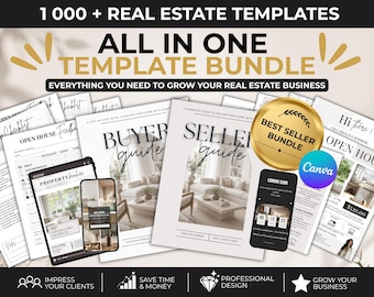 Realtor Marketing Bundle Canva Templates, Buyer Guide Seller Guide Social Media Kit, Real Estate Marketing, Open House, Listing Presentation