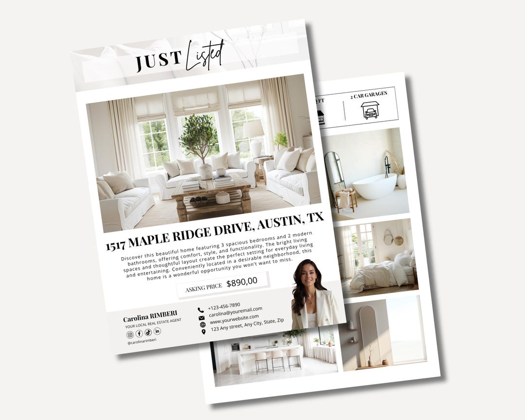 Modern Real Estate Flyer Template Canva, Just Listed Flyer, Realtor ...