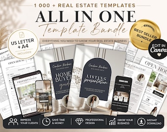 Realtor Marketing Bundle, Real Estate Canva Templates, Buyer Seller Guide, Social Media templates, Open House, Listing Presentation