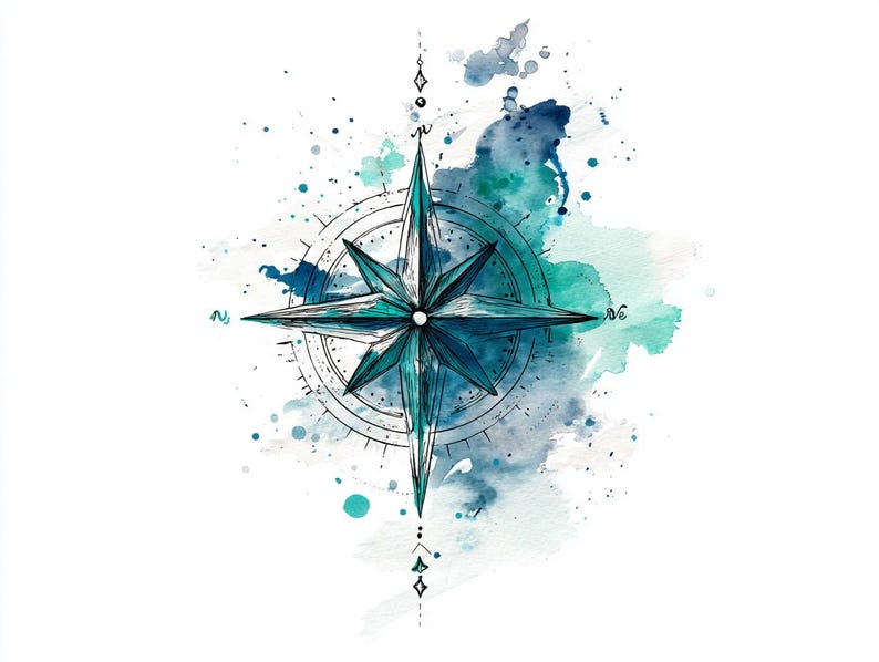50 Compass Tattoo Design Bundle | Procreate Ready Tattoo Flash Pack ...