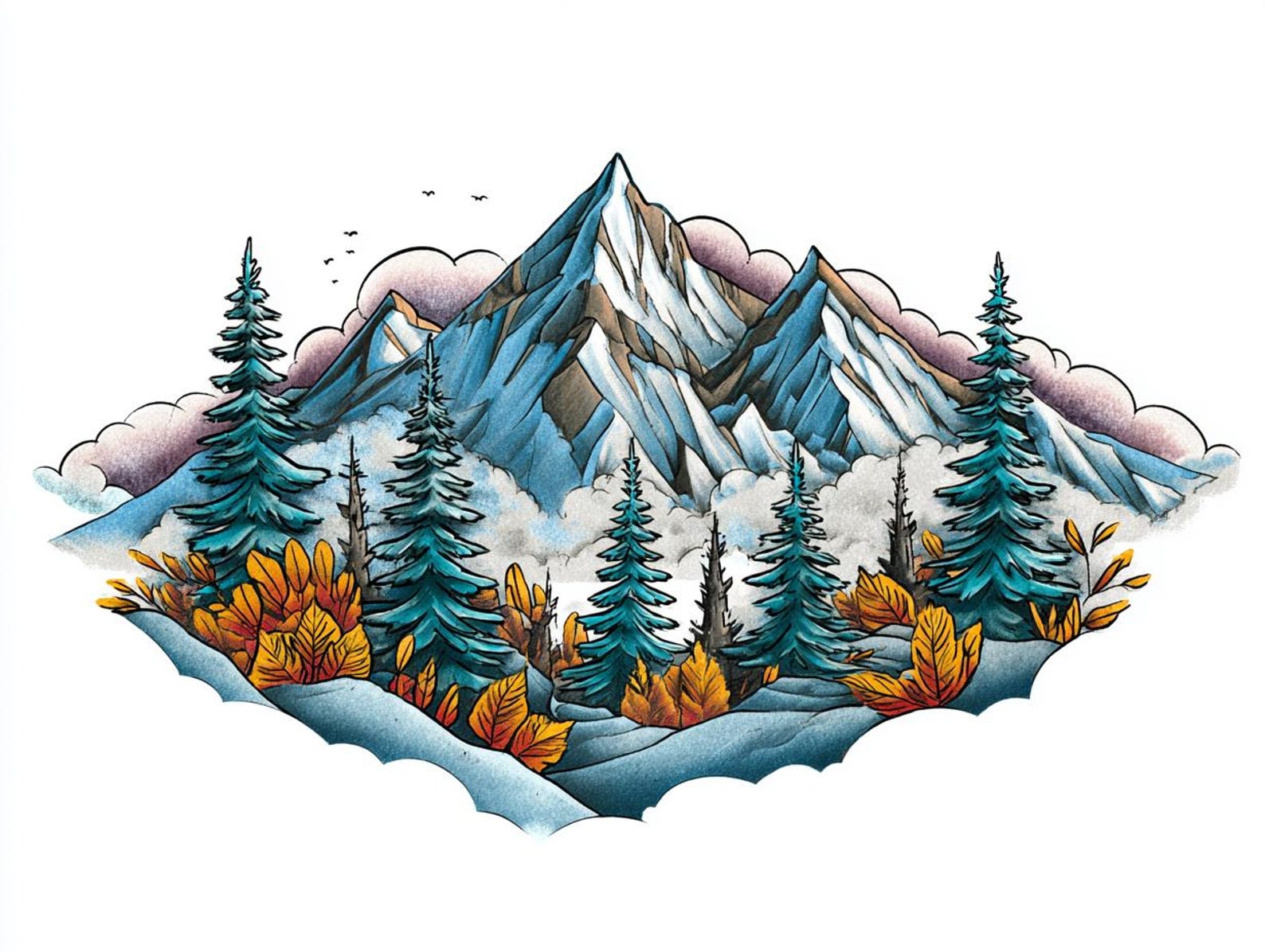 Mountain Tattoo Designs: Procreate Nature Art Bundle (150 PNG) - Etsy