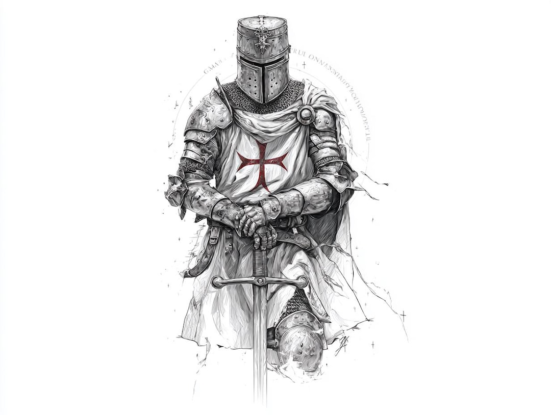 100 Templar Knight Tattoo Designs: Procreate Stencils (digital Download ...