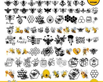 Bee SVG Bundle | Honey Bee Clipart | Bee Hive SVG | Honeycomb PNG | Queen Bee | Cute Bee Svg | 200+ Designs for Cricut & Silhouette
