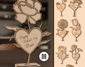 Personalized Stand Flowers Laser Cut SVG File, Flower Laser Cut Files SVG, Rose flower SVG, Glowforge Svg Cricut