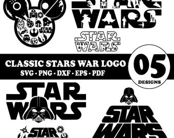 Star Wars Logo with Character Silhouettes SVG Cut File, Star Wars SVG Designs, Starwars Inspired Svgs, Cut file for Cricut and Silhouette