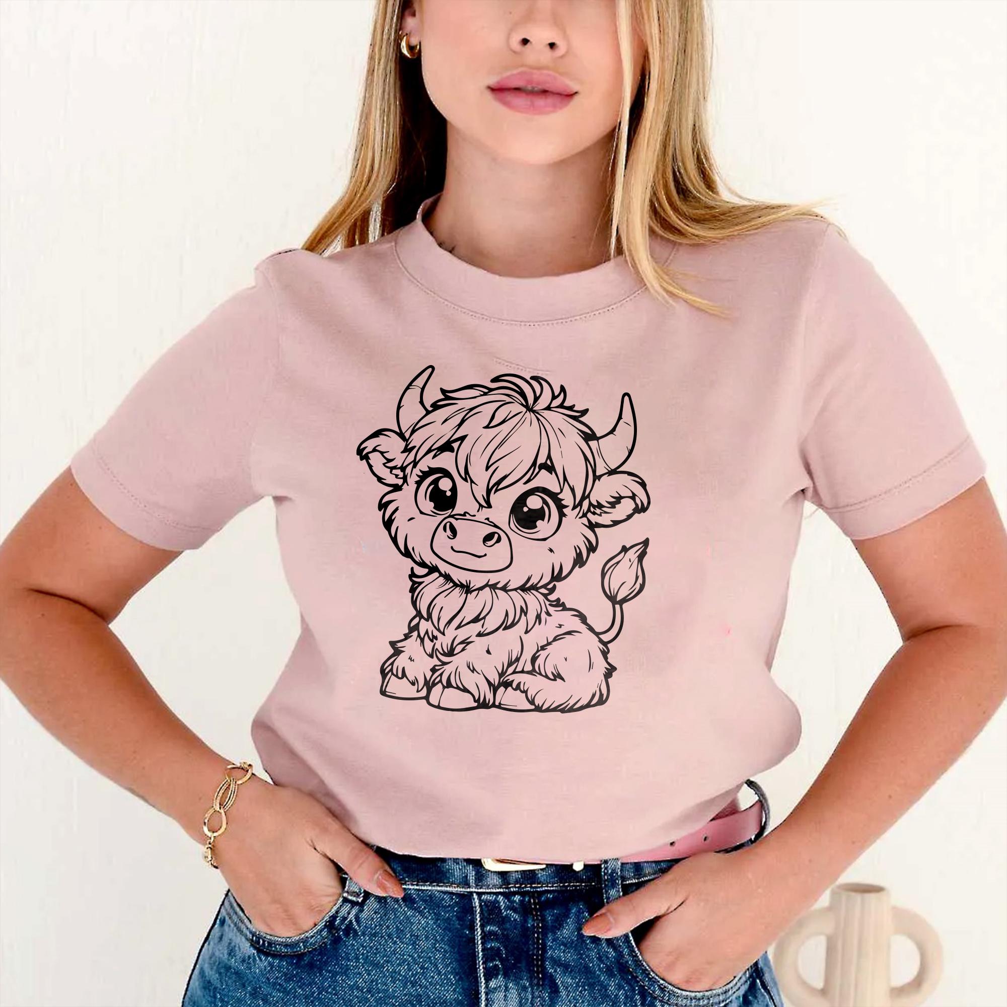 Cute Highland Cow SVG Bundle | Baby Cow PNG Clipart | Floral Farm Cow ...