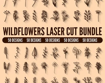 Wildflowers SVG Bundle, Flower Laser Cut Files SVG, Botanical Flowers Laser Cut Files, Christmas Floral Bouquet Laser Cut Files