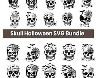 Skull Halloween SVG Bundle, Spooky Haunted Skull SVG, Creepy Halloween Cut Files, Scary Season Shirt SVG, Mens Halloween Svg