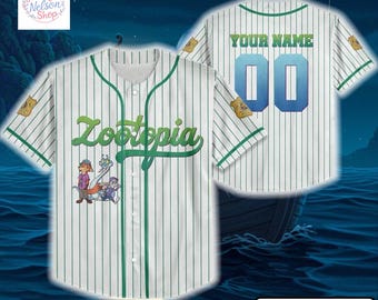 Personalize Disney Zootopia Funny, Custom Disney Couple, Baseball Family Team Jersey, Disneyland Cute Birthday Gift
