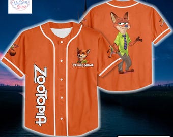 Personalized Disney Zootopia Nick Wilde Custom Kids, Youth, Adult 3D Disney Baseball Jersey Outfits Cute Gift For Fans Disney