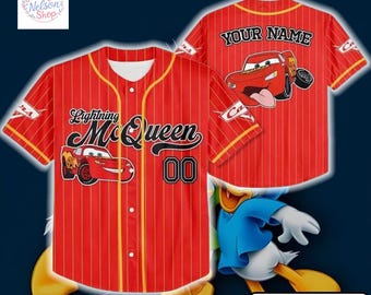 Custom Disney Cars Lightning McQueen Red Simple Baseball, Custom Cars Baseball Jersey Team, Personalized Disney Outfit, Cars Land Tee