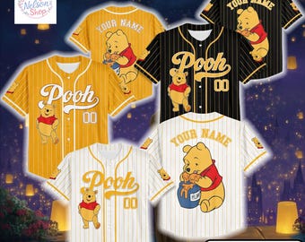 Custom Winnie the Pooh Baseball Jersey, Disney Winnie the Pooh Jersey Shirt, Disney Baseball Jersey Sports Gifts For Fans