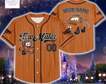 Custom Disney Cars Lightning Tow Mater Brown Simple Baseball, Custom Cars Baseball Jersey Team, Personalized Disney Outfit, Cars Land Tee