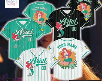 Custom Ariel Collection Baseball Jersey, Disney The Little Mermaid Ariel Jersey, Disney Baseball Jersey Sports Cute Gifts For Fans