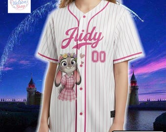 Custom Disney Zootopia Valentine Baseball Jersey, Judy Hopps Nick Wilde Matching Disney Outfit