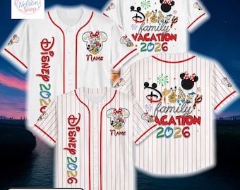Disney Family Vacation 2026 Baseball Jersey, Personalized Name Jersey, Matching Family Disney Shirt, Kids Youth Adult