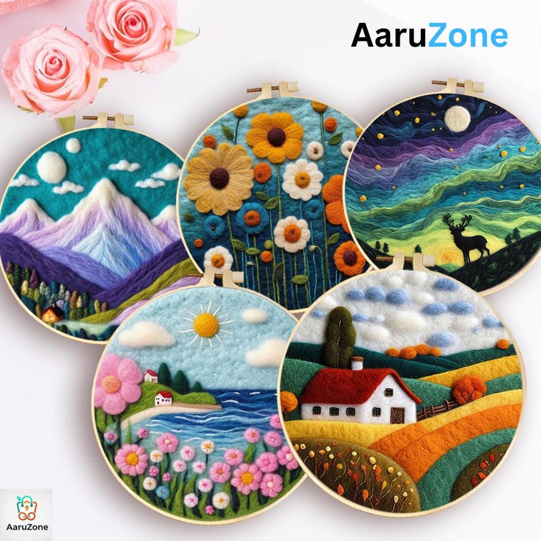 DIY Needle Felting Wool Painting Kit With Hoop– Beginner-friendly Art ...