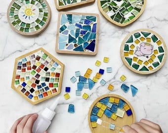 Set Di 4 Sottobicchieri A Mosaico Per Bambini, Fai Da Te, In