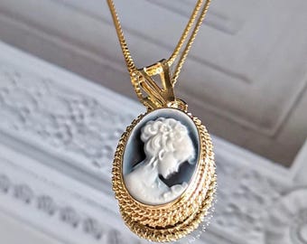 Halskette Kamee blau, Made in Italy, personalisiertes Geschenk für sie