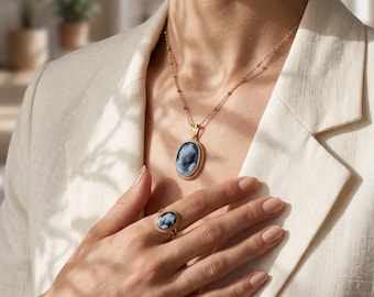 Mother & Child blue cameo necklace, 18k gold, silver sterling, made in Italy, gift for her, Virgin Mary, cameo necklace, jesus necklace, mom